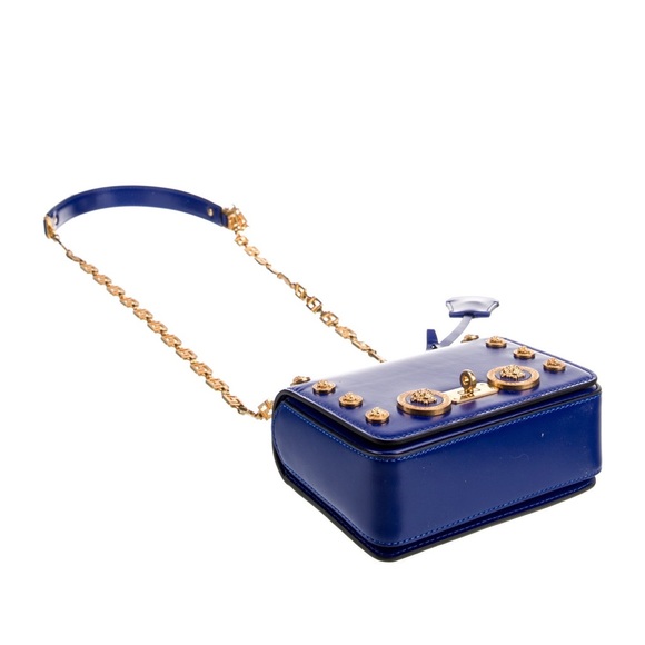 Versace Royal Blue Leather Medusa-Embellished Crossbody Bag with Gold Hardware - Picture 5 of 7